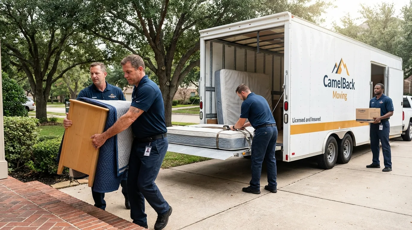 Crew loading residential truck for cross-state move from Babbitt, MN